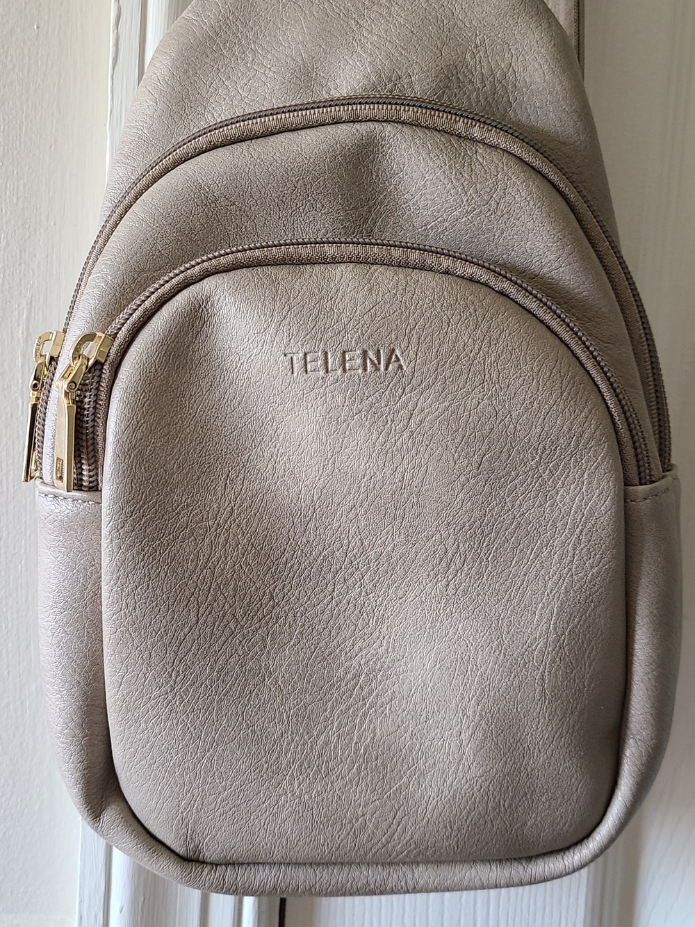 Telena Taupe Women's/Teens Crossbody Sling Bag - Pebble-Textured Carry